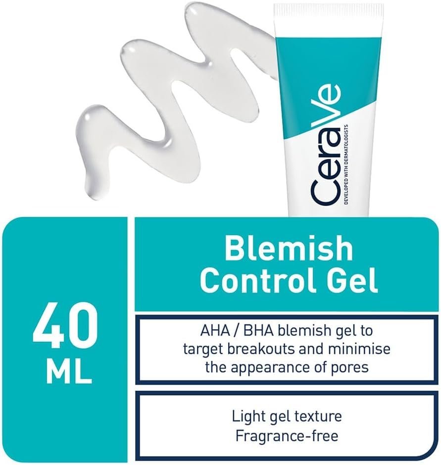 CeraVe Blemish Control Gel Facial Moisturiser For Acne & Blemishes with Glycolic Acid and Lactic Acid AHA/BHA 40 ml - Image 5