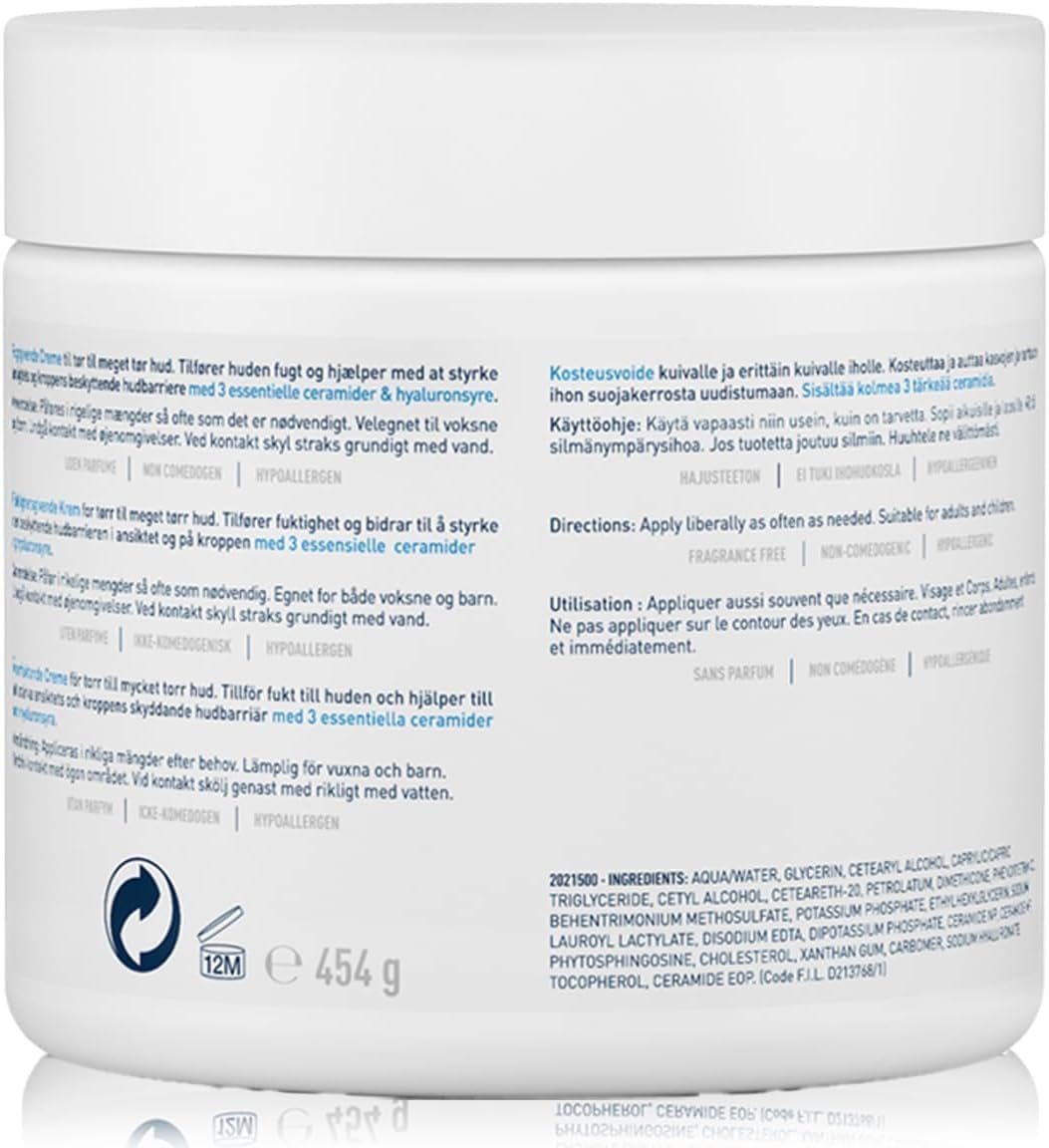 Cerave Moisturizing Cream for Dry Skin with Hyaluronic Acid 454G - Image 2