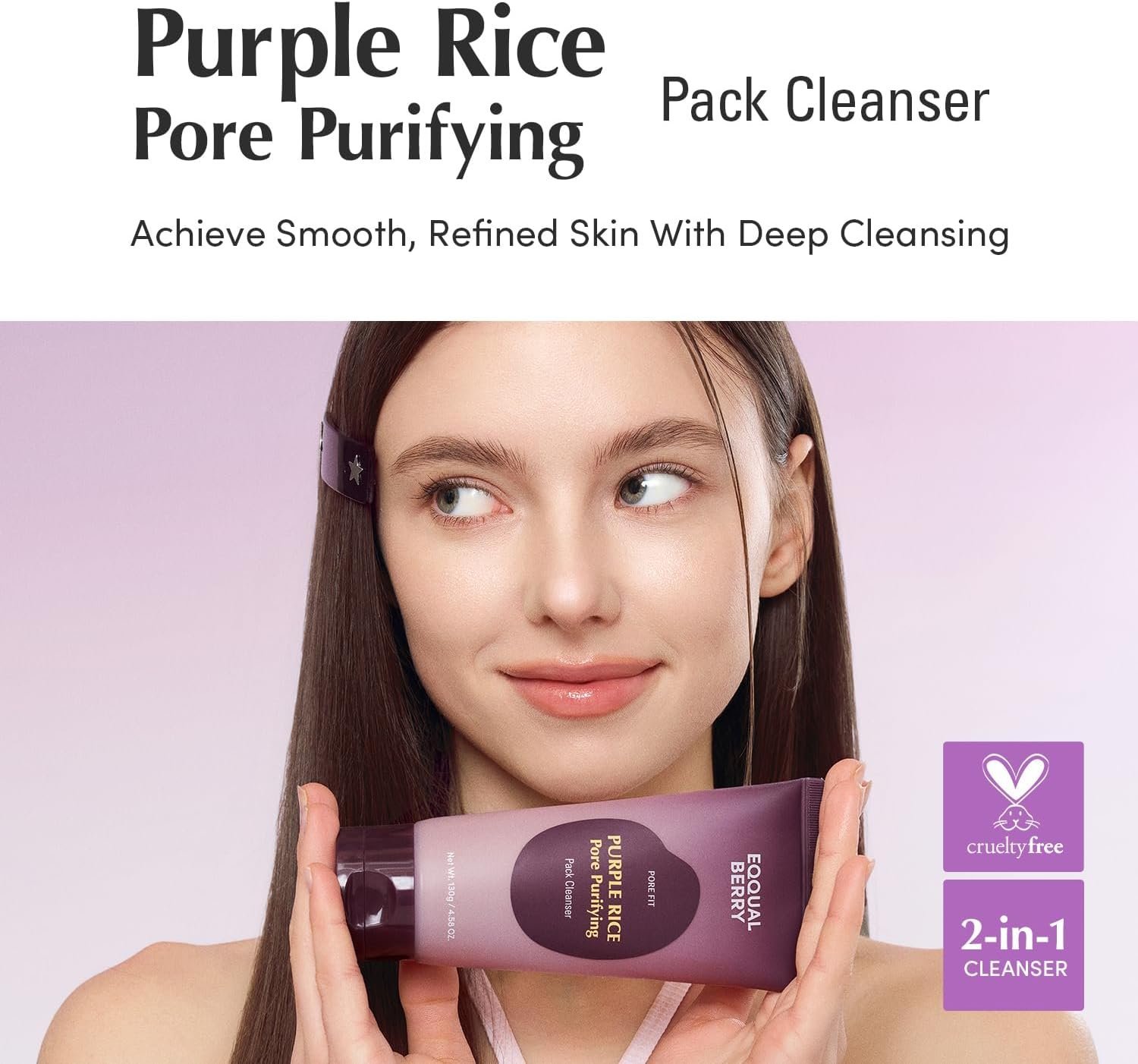 EQQUALBERRY Purple Rice Pore Purifying Pack Cleanser 130gm - Image 2
