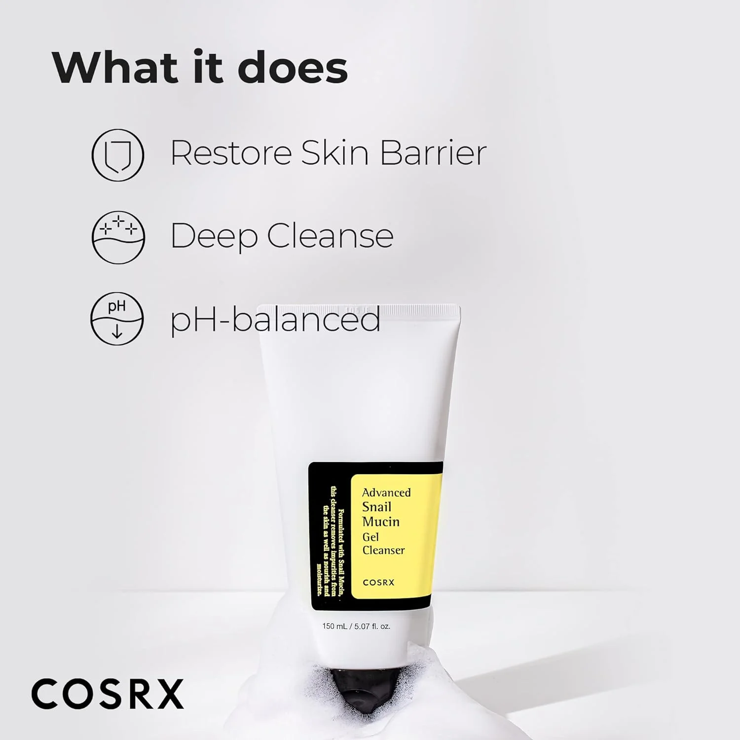 COSRX Advanced Snail Mucin Gel Cleanser 50 mL 해외용- 50ml - Image 2
