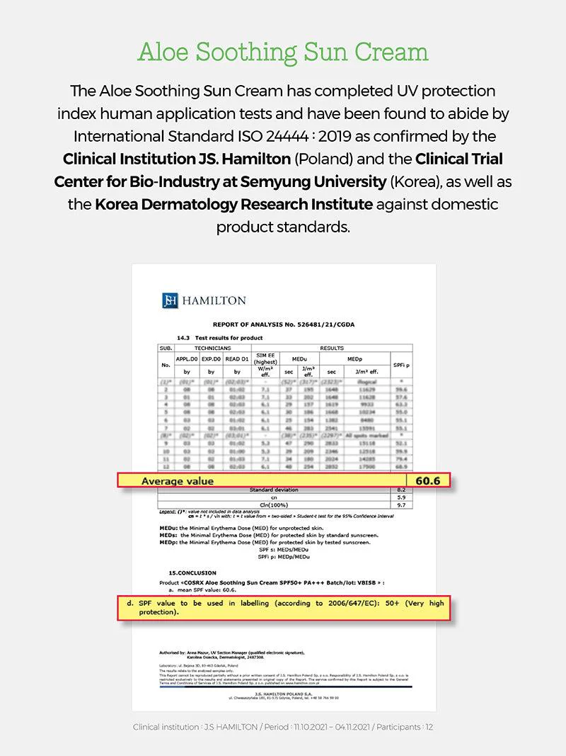 COSRX Aloe Soothing Sun Cream SPF50 PA+++- 50ml - Image 7