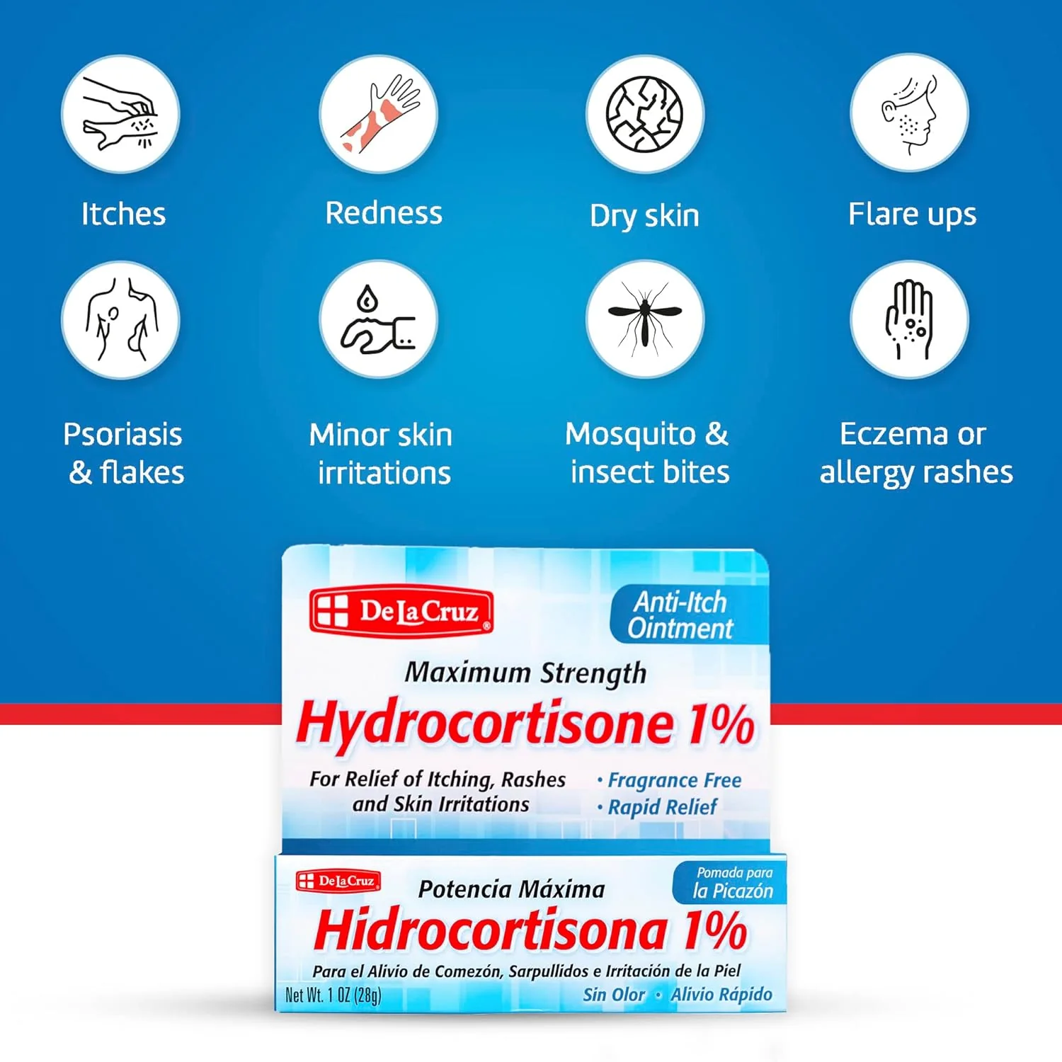 De La Cruz 1% Hydrocortisone Ointment for Itching 1oz - Image 4