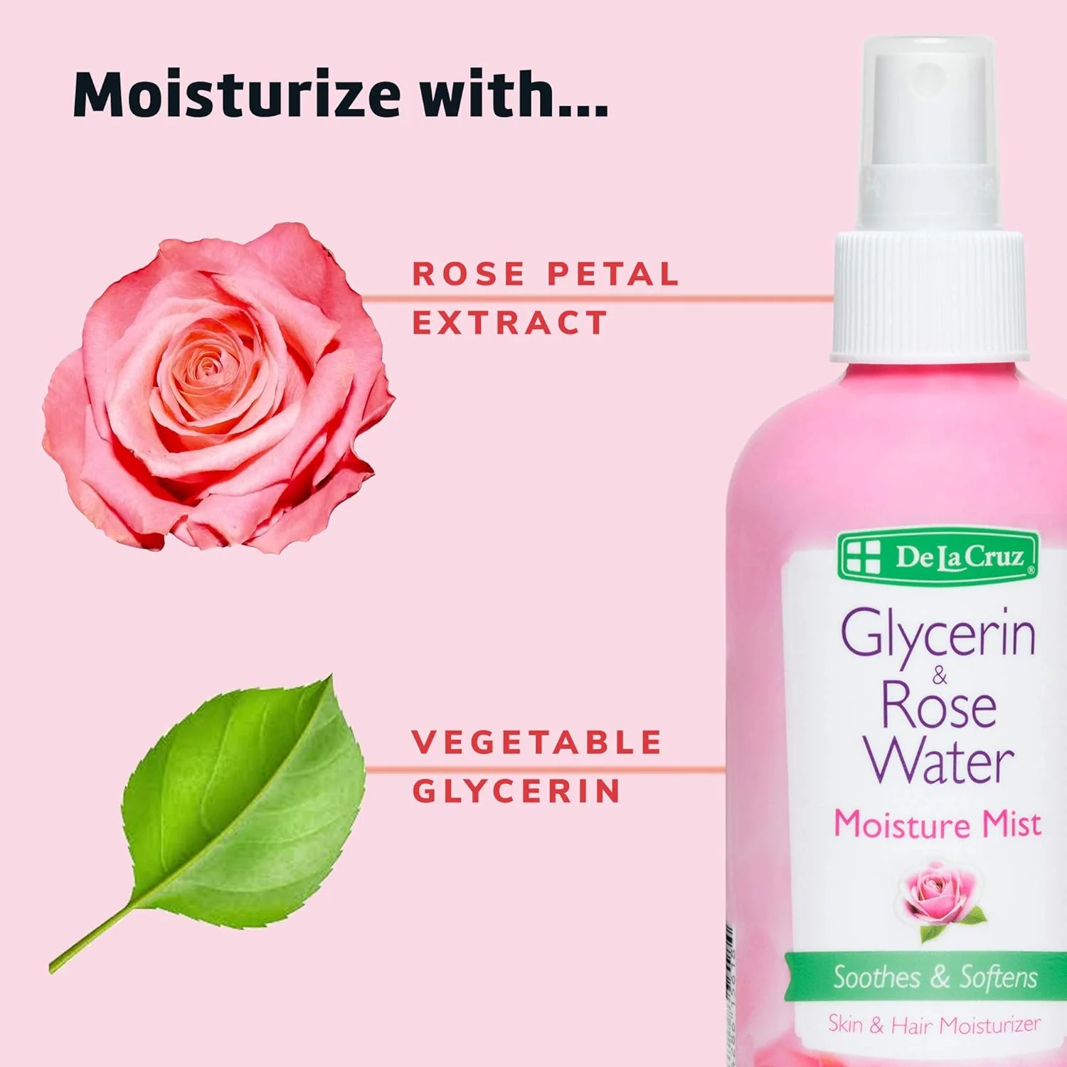 De La Cruz Glycerin & Rose Water Spray 8fl oz - Image 2