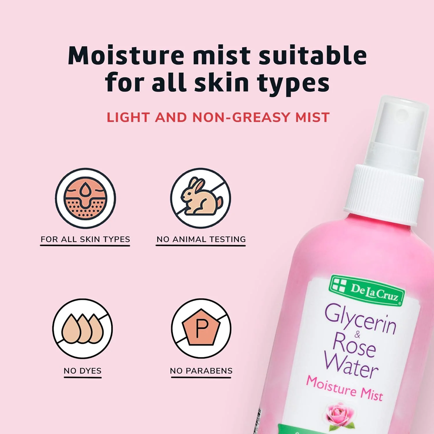 De La Cruz Glycerin & Rose Water Spray 8fl oz - Image 3