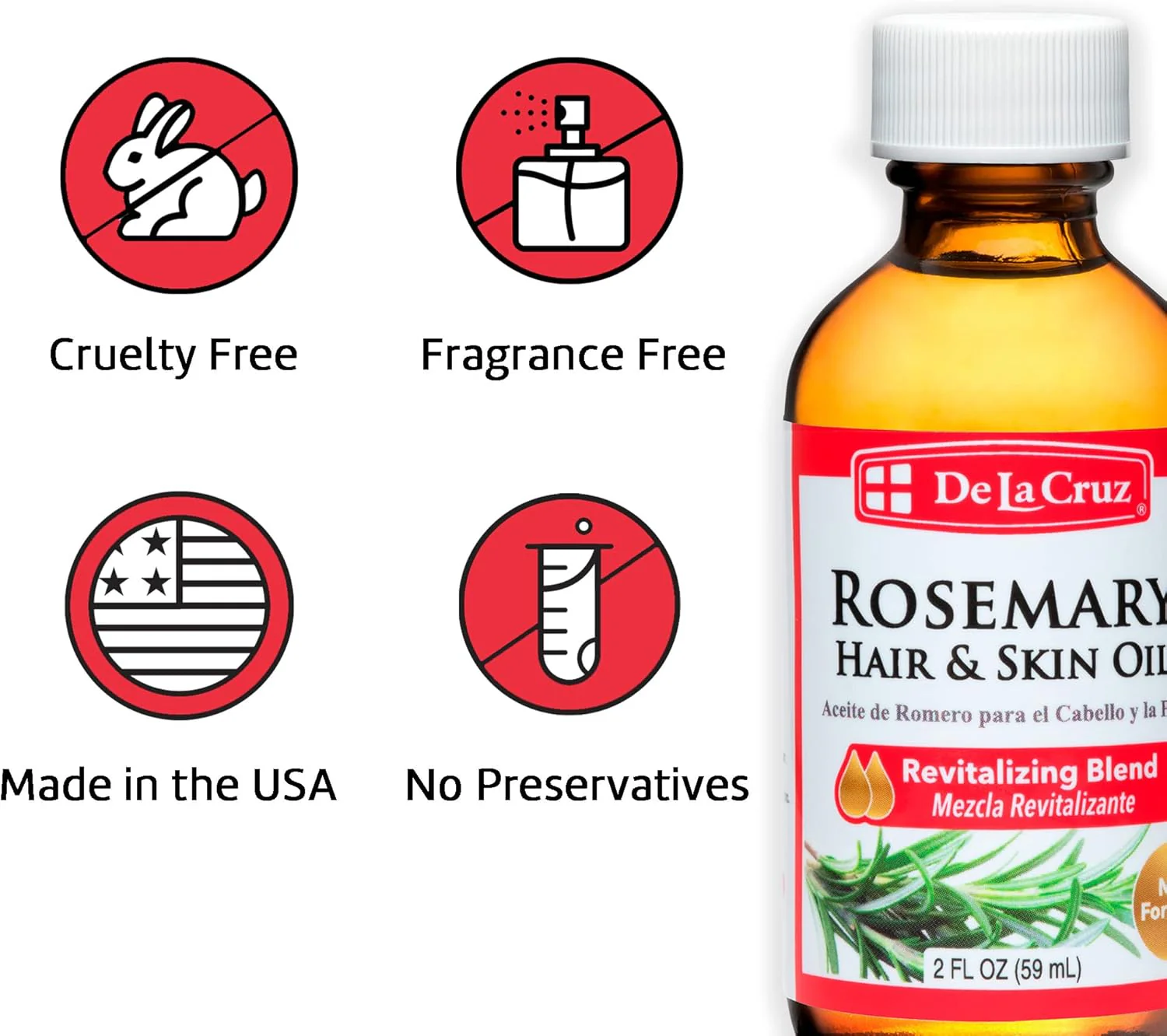 De La Cruz Oil of Rosemary Blend for Skin & Hair 2 Oz - Image 9