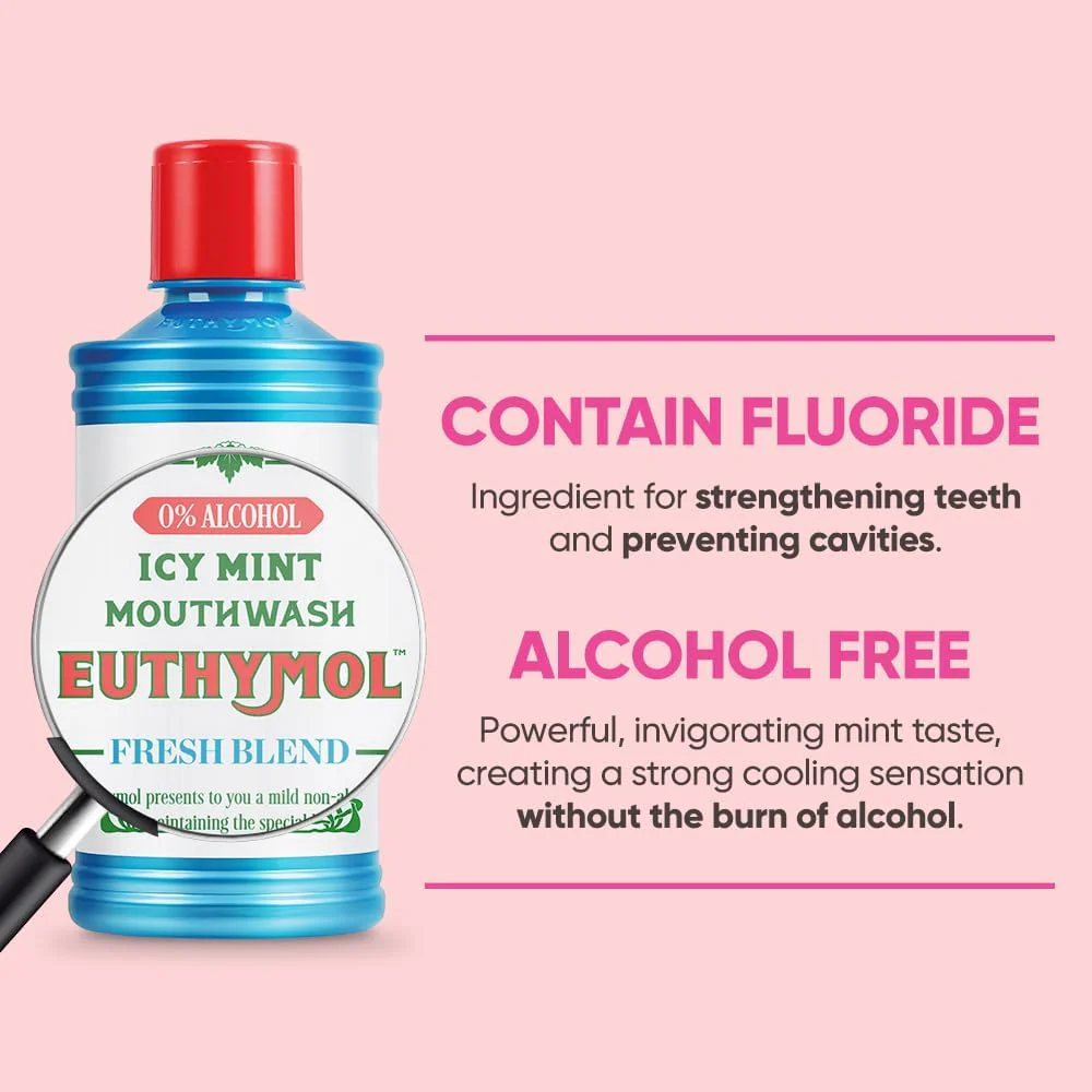 Euthymol Mouth Wash 500ml Icy Mint 0% Alcohol - Image 7