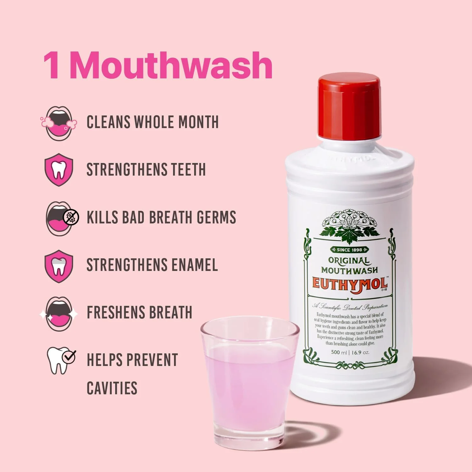 Euthymol Mouth Wash 500ml Icy Mint 0% Alcohol - Image 6
