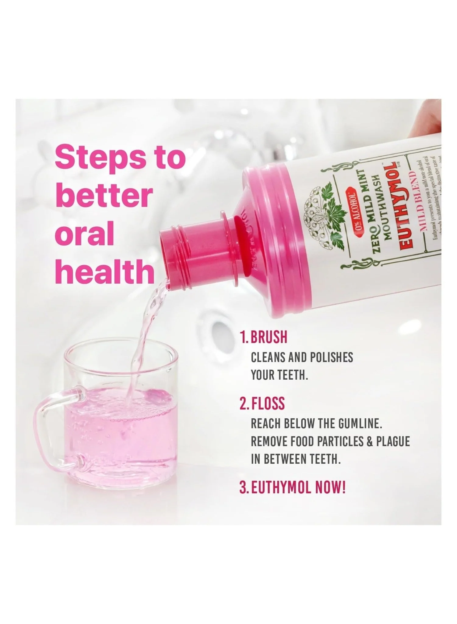 Euthymol Mouth Wash 500ml Mild Mint 0% Alcohol - Image 4