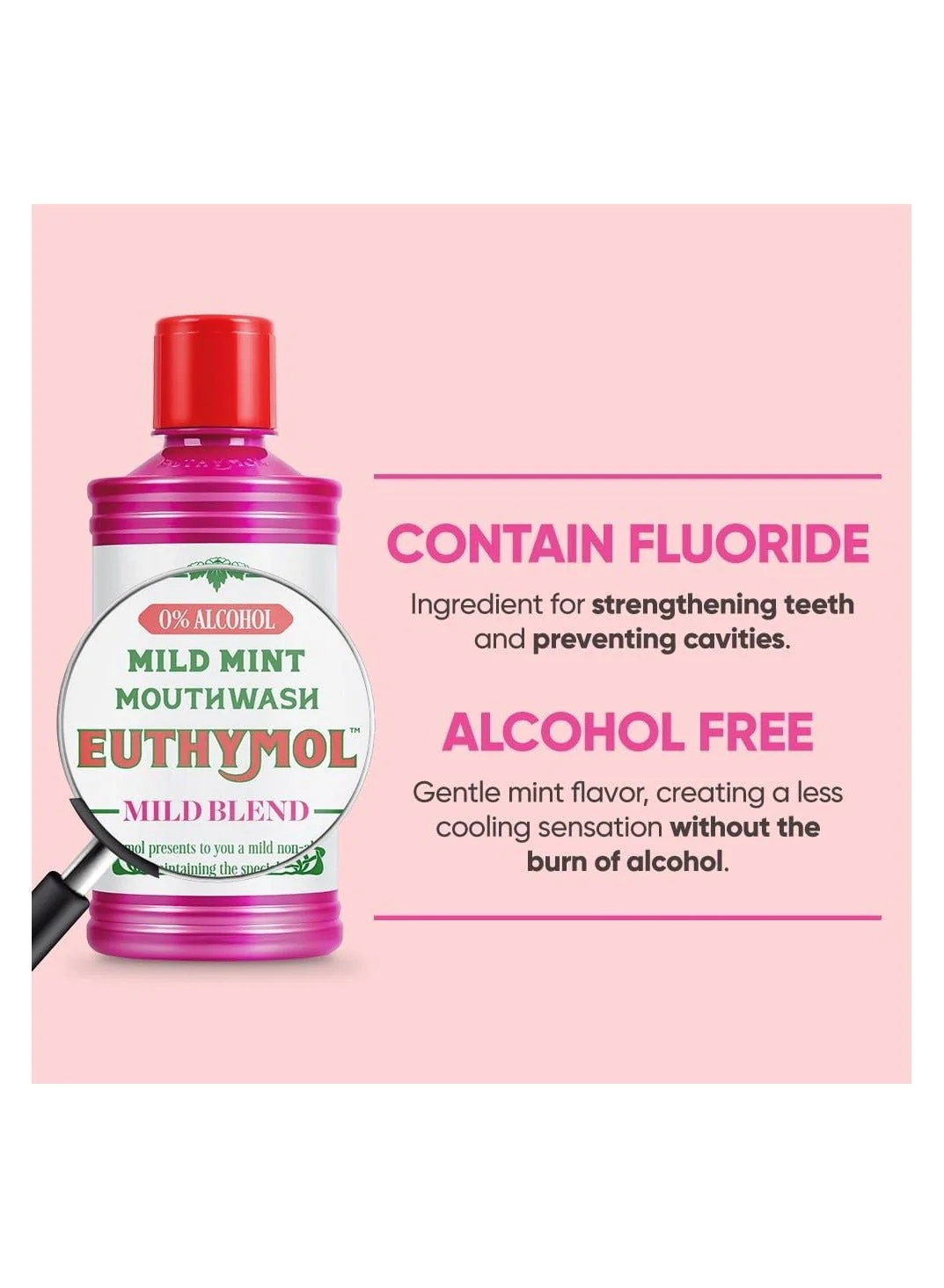 Euthymol Mouth Wash 500ml Mild Mint 0% Alcohol - Image 2