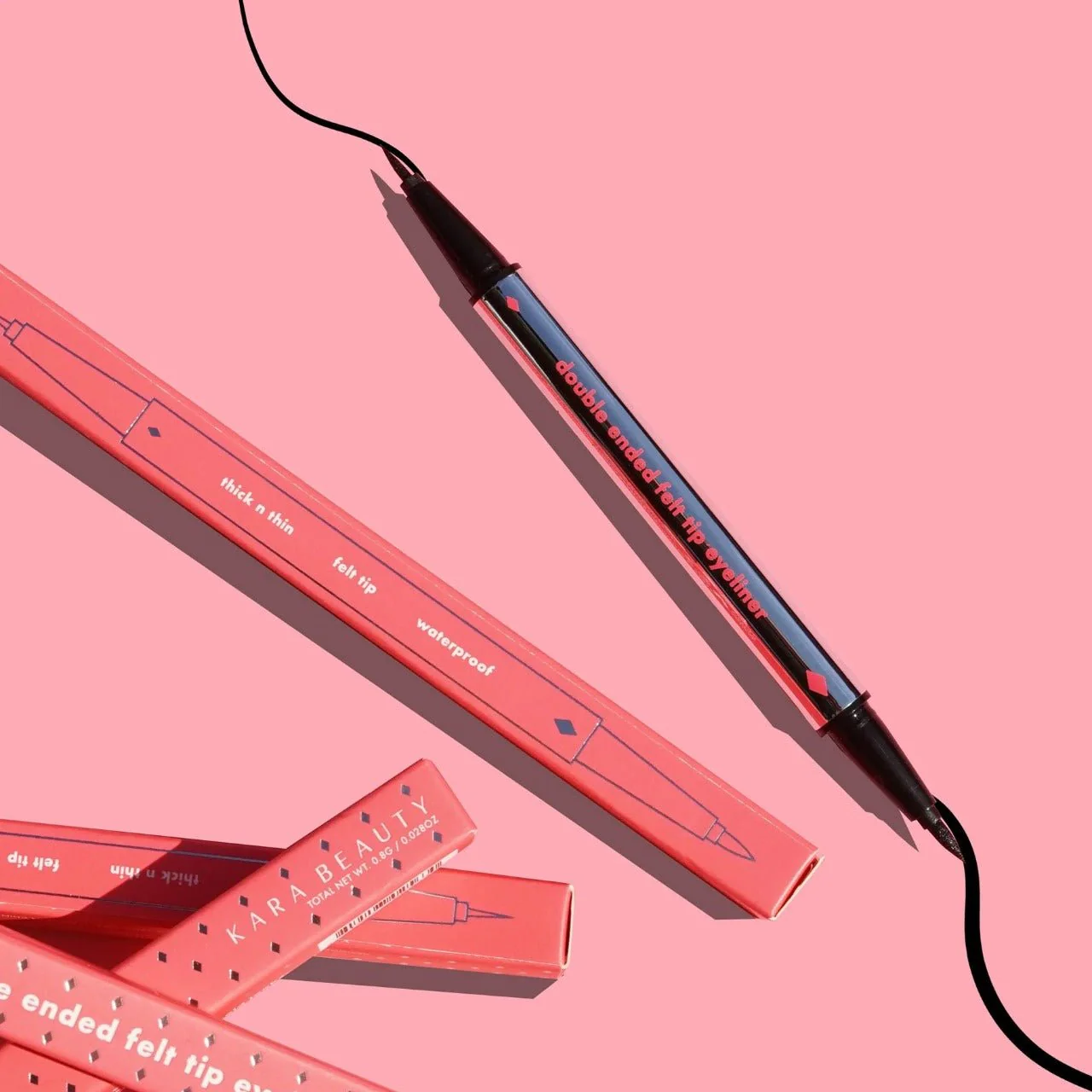 Kara Beauty Double Ended Felt Tip Black Eyeliner Pen: Black - Image 2