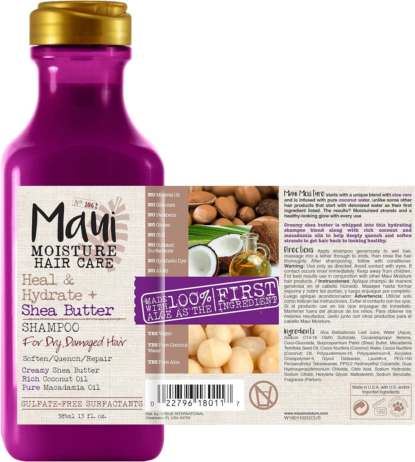 Maui Moisture Heal Hydrate Shea Butter Shampoo 13Oz - Image 5