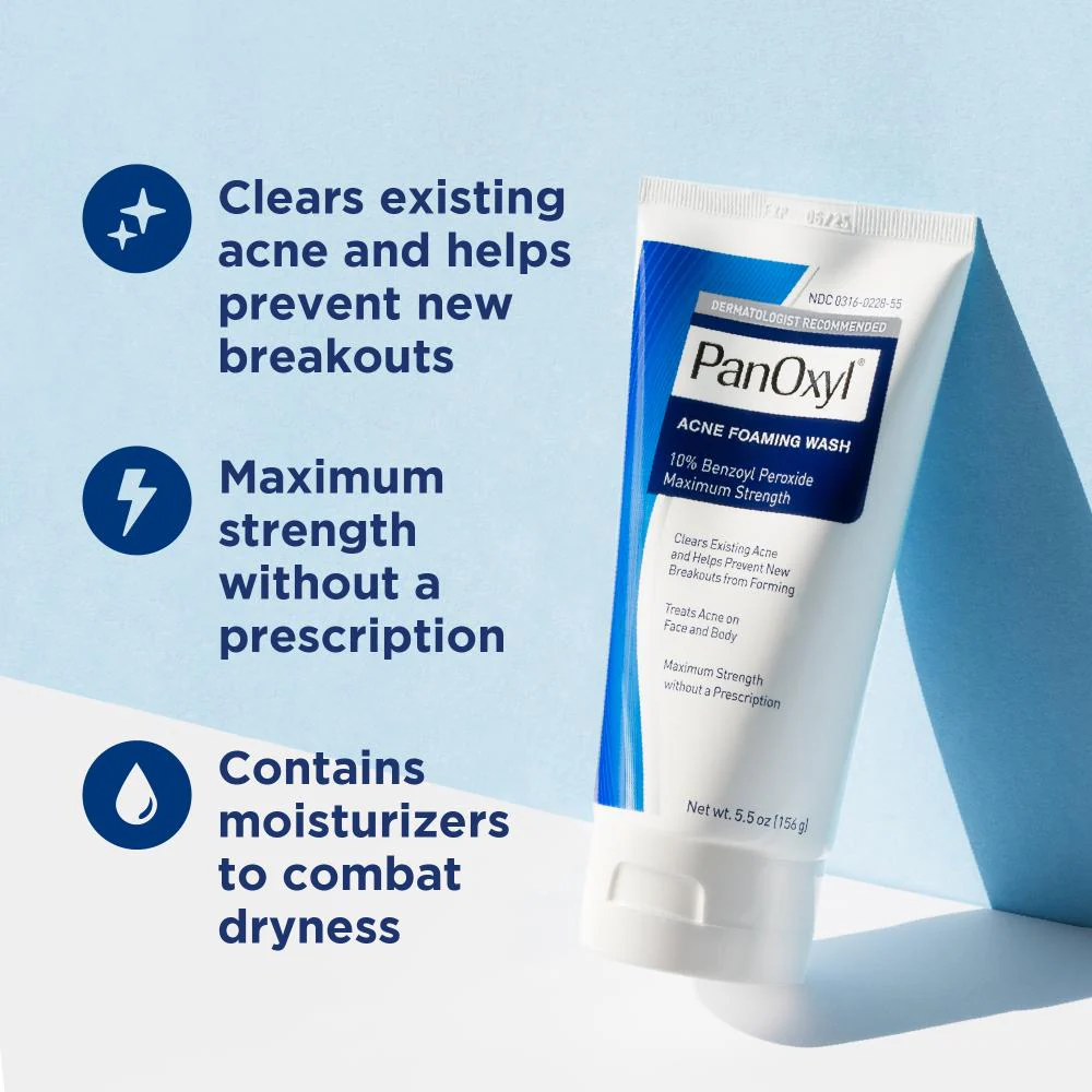Panoxyl Acne Foaming Wash Benzoyl Peroxide 10% Maximum Strength 5.5 oz - Image 4
