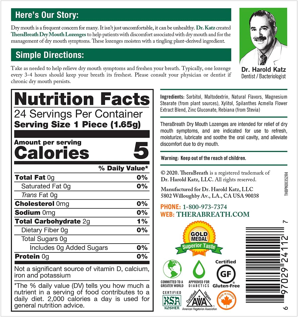 TheraBreath Dry Mouth Lozenges Mandarin Mint 24ct - Image 2