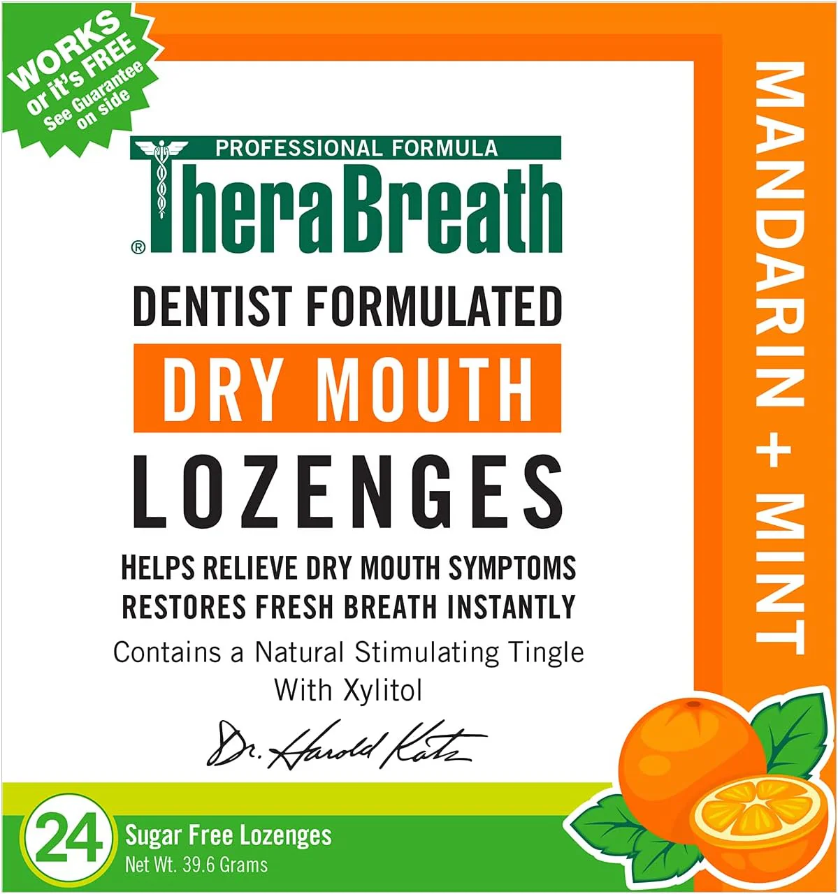 TheraBreath Dry Mouth Lozenges Mandarin Mint 24ct